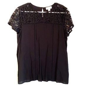 LOFT Tee with Lace Accent and Sleeve